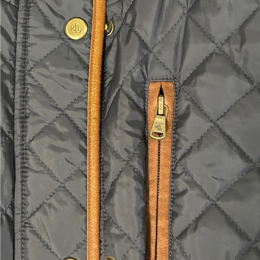 Polo Ralph Lauren Black Quilted Jacket with Brown Details-women’s - Picture 6 of 13